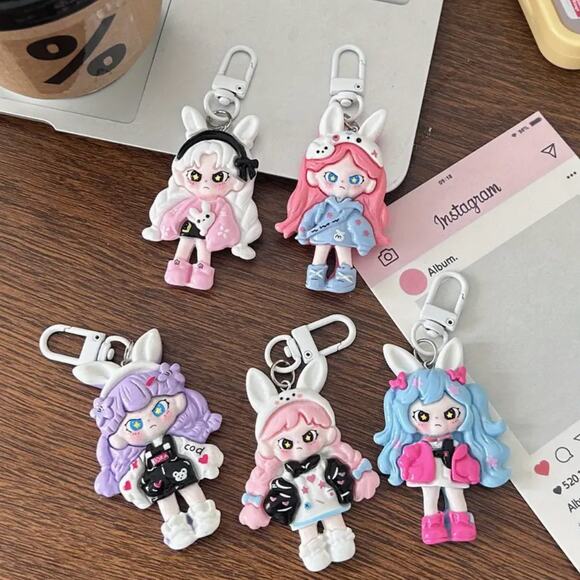 Cute Doll Phone Charm Keychain - White - Picture 2 of 2